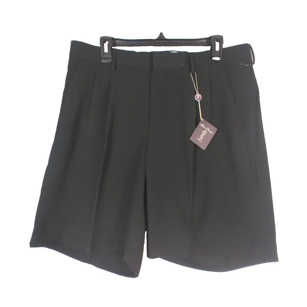 Alan Flusser Mens Golf Shorts‎ 35x9 Black Pleated Dri Fit Bermuda Casual